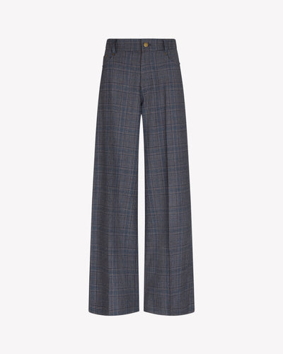 Wool Tweed Straight Leg Trouser - Navy Blue SERENA BUTE