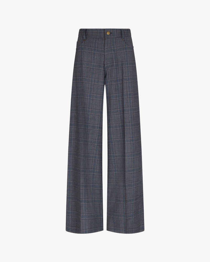 Wool Tweed Straight Leg Trouser - Navy Blue picture #1