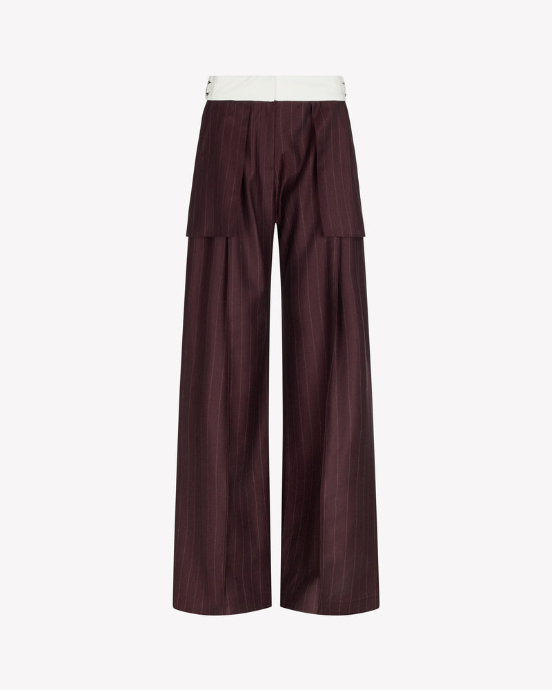 Wool Pinstripe Inside Out Trouser - Burgundy picture #1
