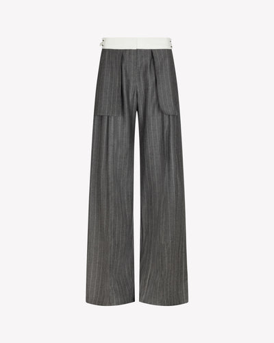 Wool Pinstripe Inside Out Trouser - Slate Grey SERENA BUTE