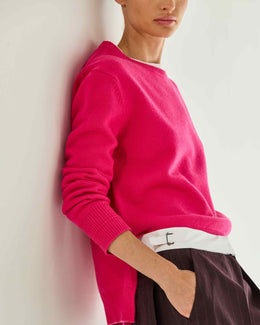 Wool Cashmere Round Neck Jumper - Pink