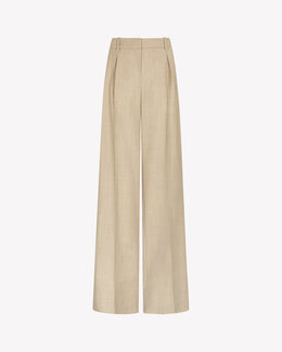 Wool Cashmere Inverted Pleat Trouser - Beige