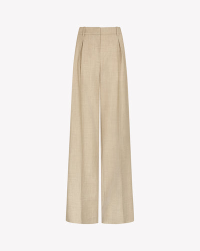 Wool Cashmere Inverted Pleat Trouser - Beige SERENA BUTE