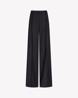 Wool Inverted Pleat Trouser - Navy Blue