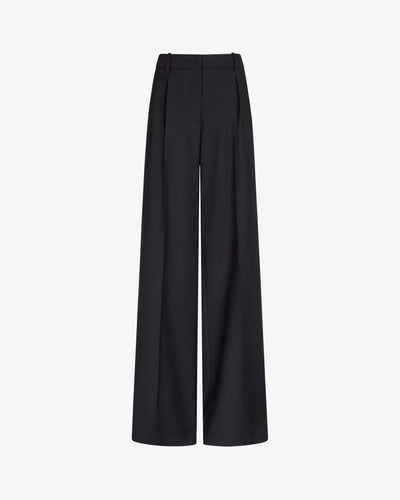 Wool Inverted Pleat Trouser - Navy Blue SERENA BUTE