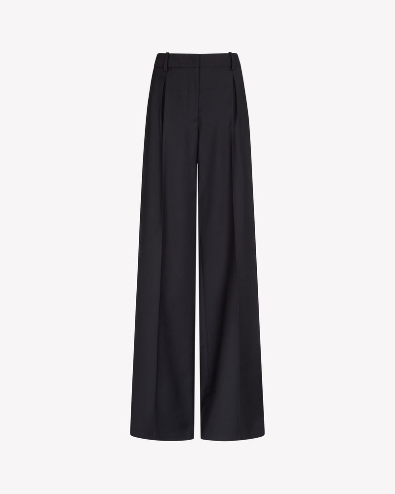 Wool Inverted Pleat Trouser - Navy Blue picture #1