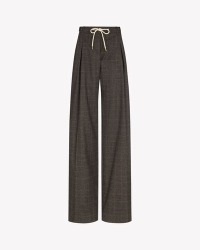 Soft Touch Side Tab Jogger - Brown and Grey Check SERENA BUTE