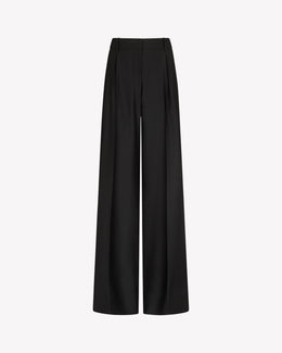Wool Inverted Pleat Trouser - Black