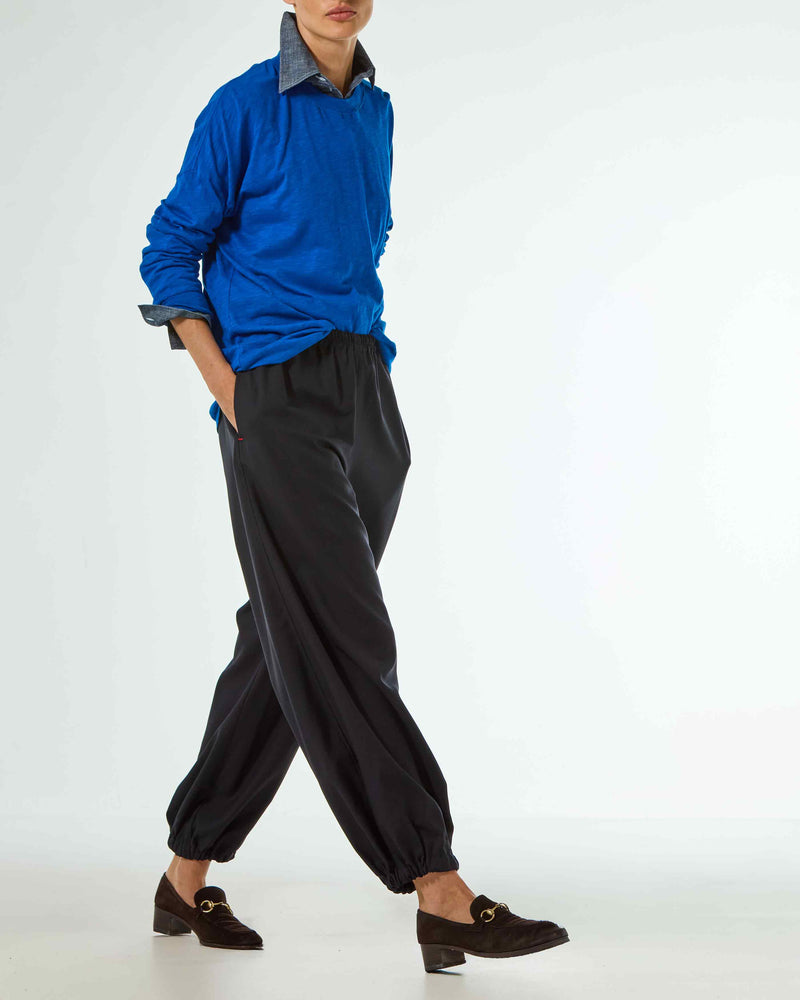 Wool Balloon Trouser - Navy SERENA BUTE