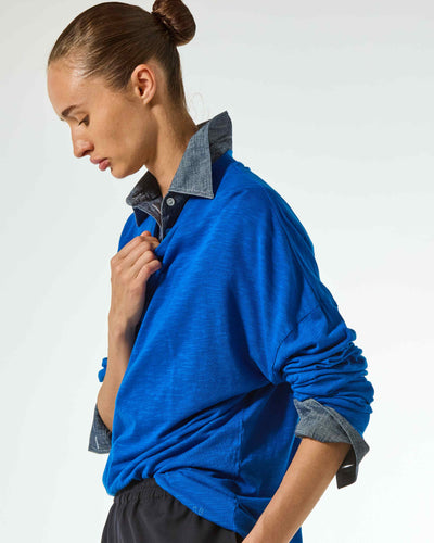 Cotton Long Sleeve T-Shirt - Lapis Blue SERENA BUTE