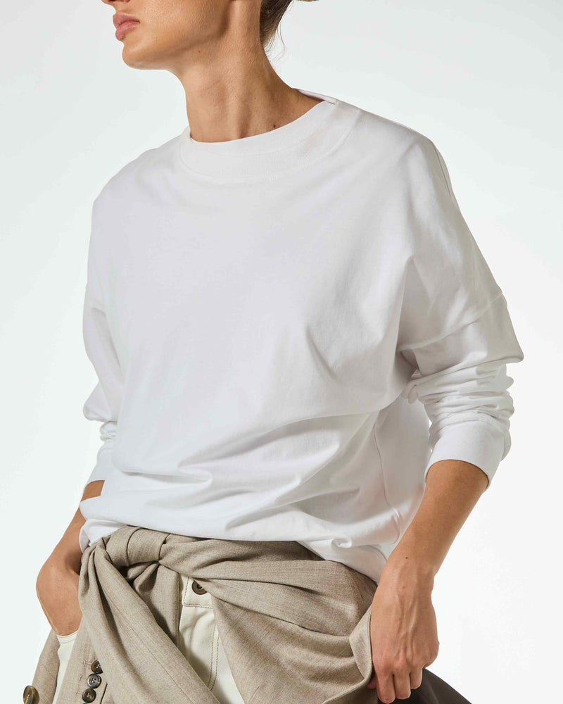 Classic Cotton Long Sleeve T-Shirt - White SERENA BUTE