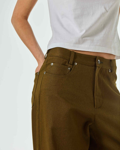 Cotton Loose Fit Trouser - Khaki SERENA BUTE