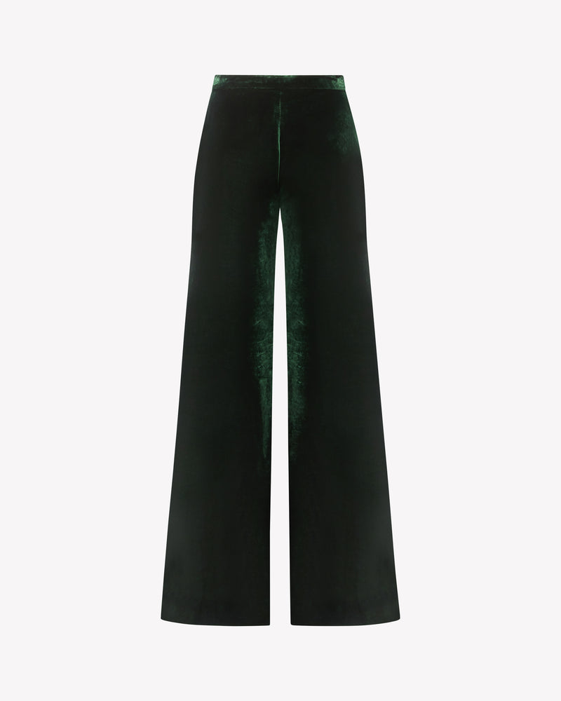 Velvet Flare Trouser - Dark Green SERENA BUTE