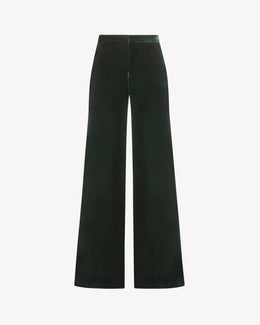 Velvet Flare Trouser - Dark Green