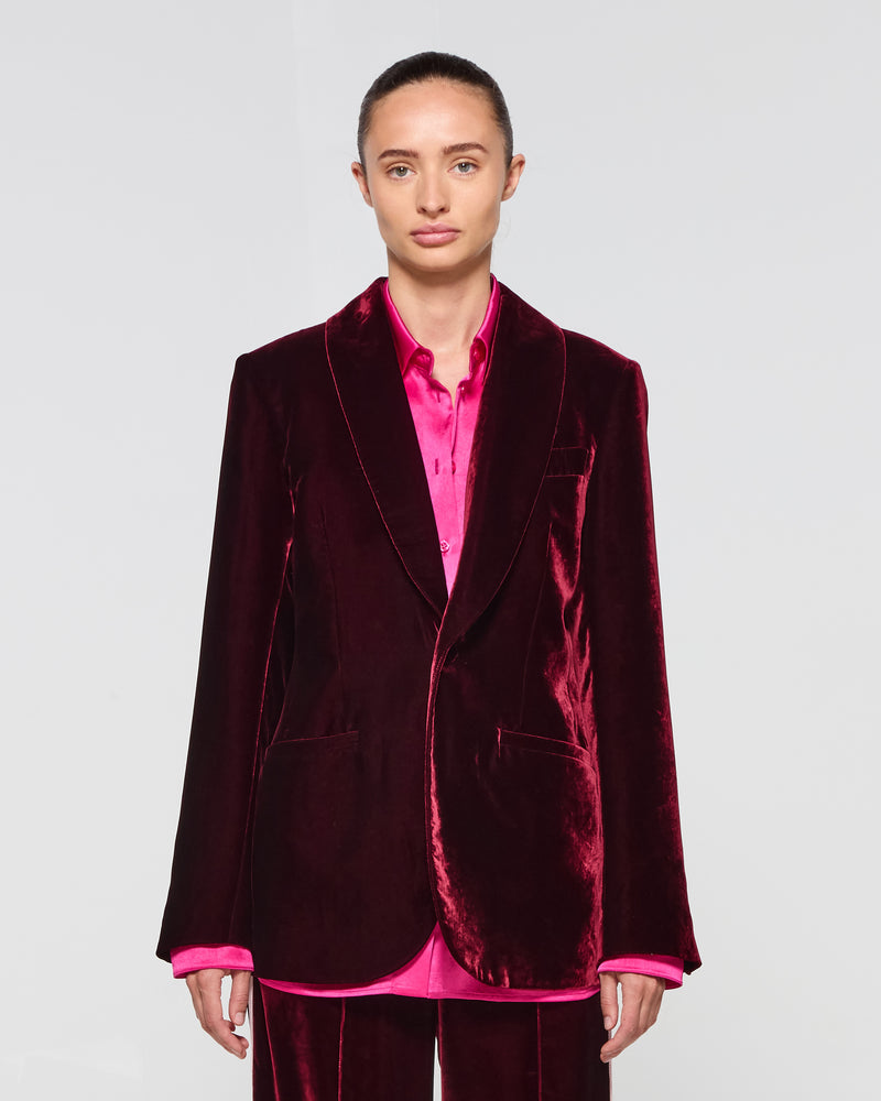 Velvet Blazer - Burgundy picture #3