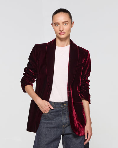 Velvet Blazer - Burgundy SERENA BUTE