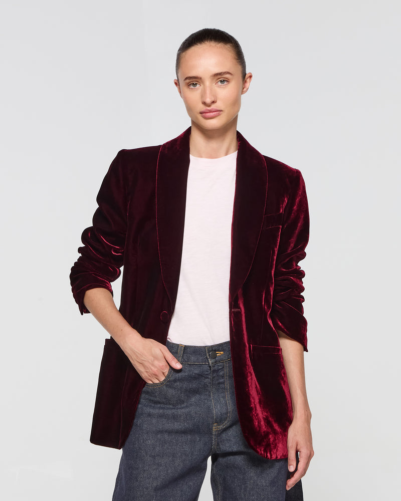 Velvet Blazer - Burgundy picture #2