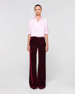 Velvet Flare Trouser - Burgundy