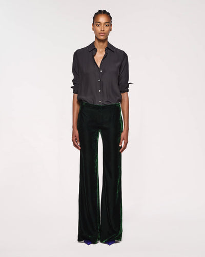 Velvet Flare Trouser - Dark Green SERENA BUTE