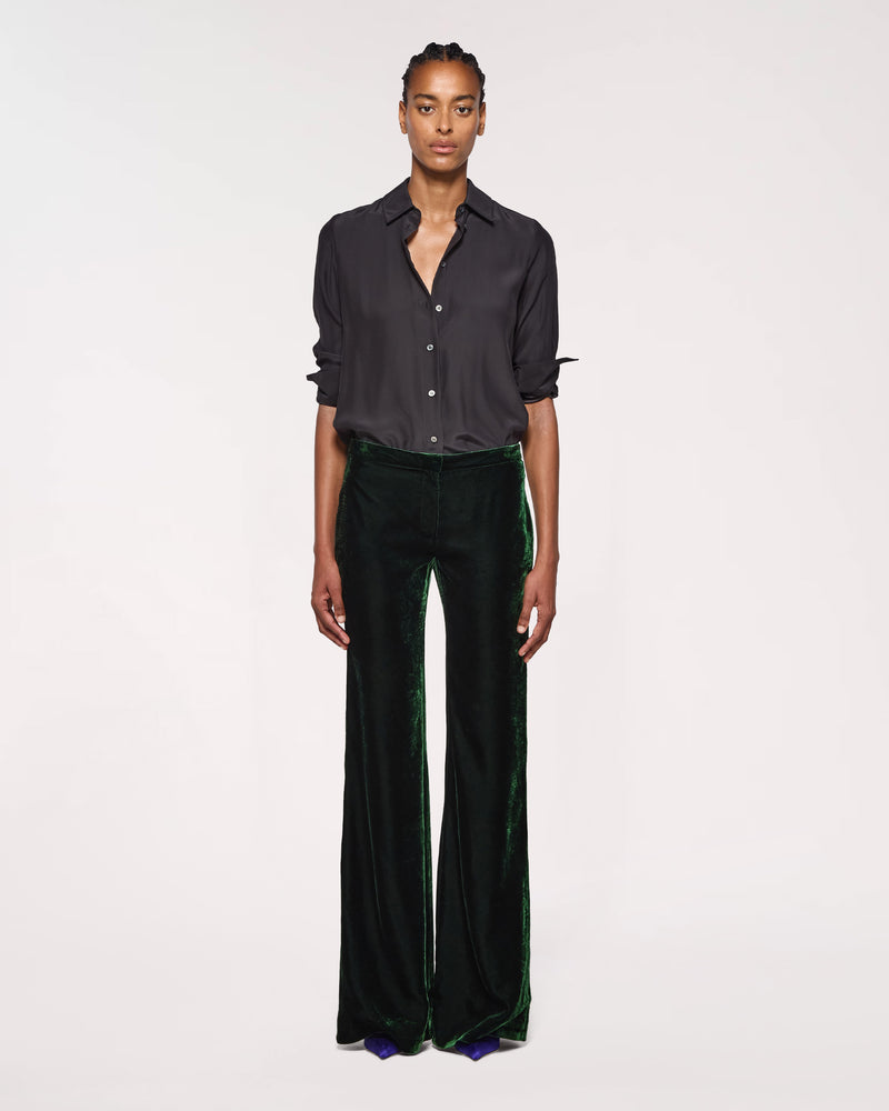 Velvet Flare Trouser - Dark Green picture #2