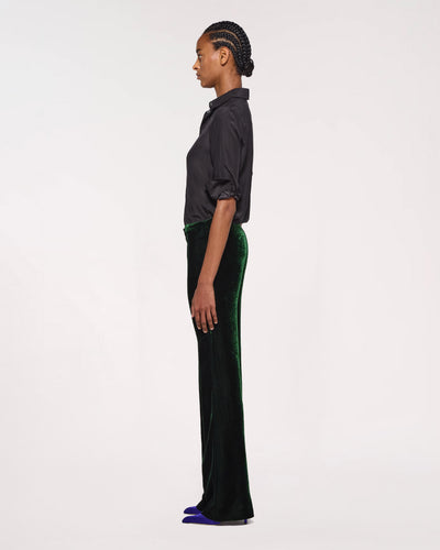 Velvet Flare Trouser - Dark Green SERENA BUTE