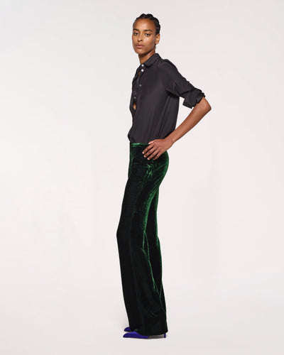 Velvet Flare Trouser - Dark Green SERENA BUTE