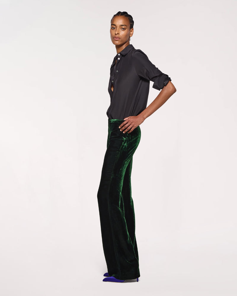 Velvet Flare Trouser - Dark Green picture #4
