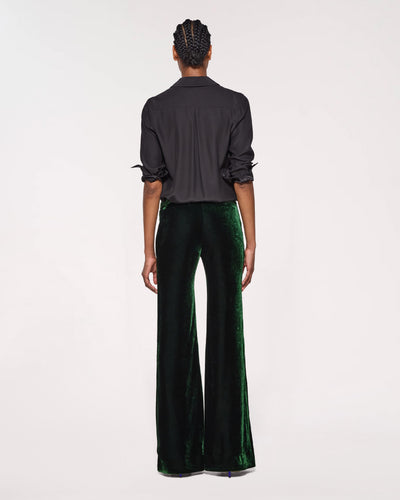 Velvet Flare Trouser - Dark Green SERENA BUTE
