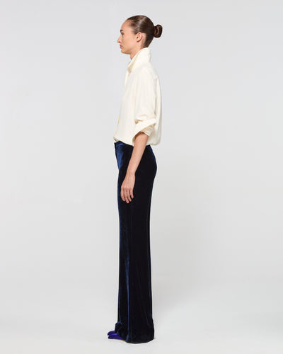 Velvet Flare Trouser - Navy Blue SERENA BUTE