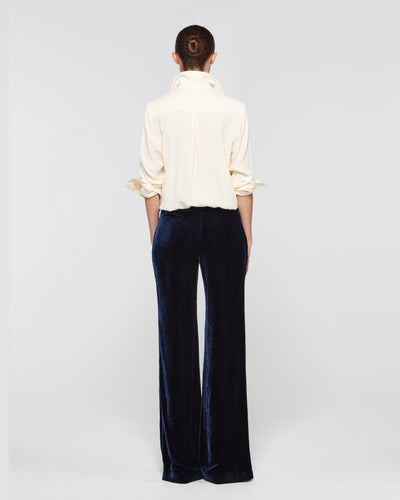 Velvet Flare Trouser - Navy Blue SERENA BUTE