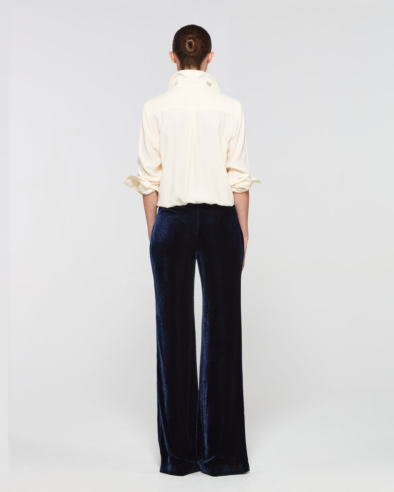 Velvet Flare Trouser - Navy Blue SERENA BUTE