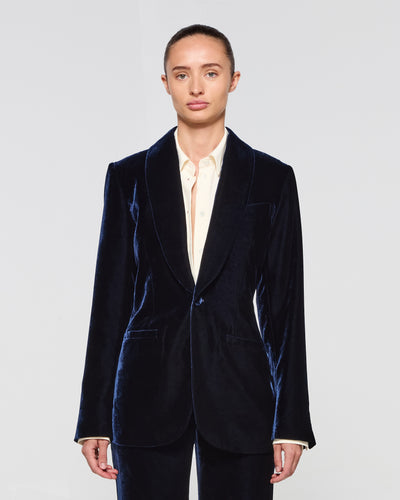 Velvet Blazer - Navy Blue SERENA BUTE