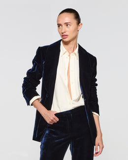 Velvet Blazer - Navy Blue