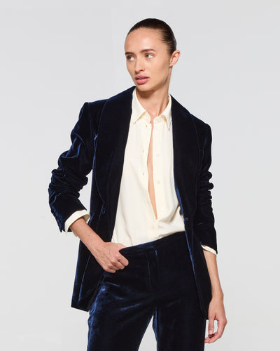Velvet Blazer - Navy Blue SERENA BUTE