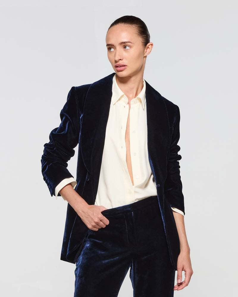 Velvet Blazer - Navy Blue SERENA BUTE