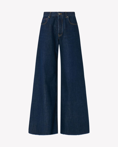 Wide Leg Denim Jeans - Dark Blue SERENA BUTE
