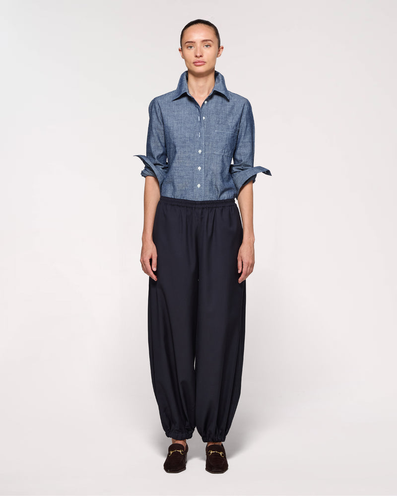 Wool Balloon Trouser - Navy SERENA BUTE