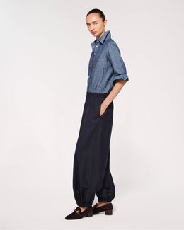 Wool Balloon Trouser - Navy