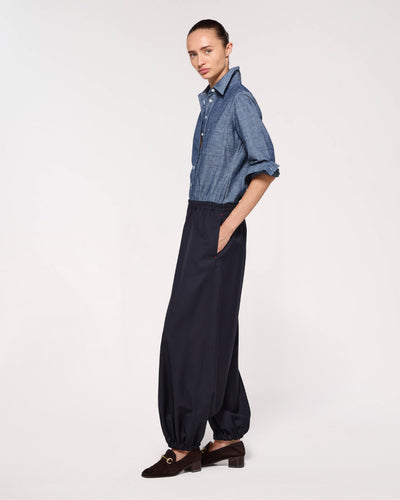 Wool Balloon Trouser - Navy SERENA BUTE