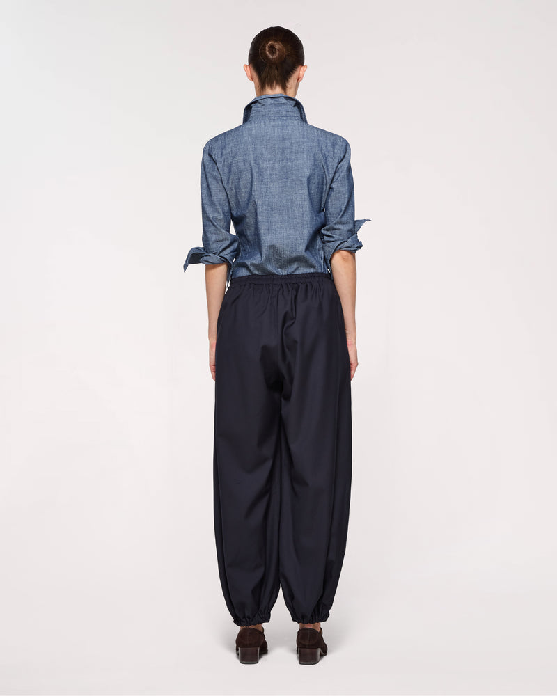 Wool Balloon Trouser - Navy SERENA BUTE