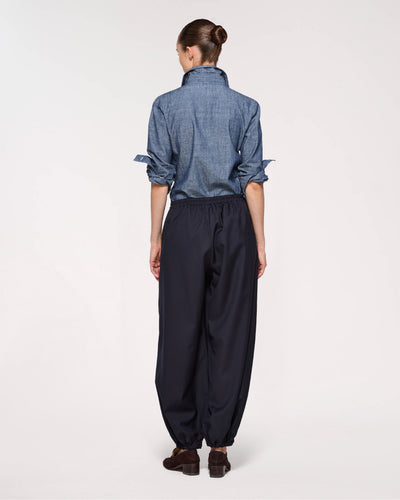 Wool Balloon Trouser - Navy SERENA BUTE