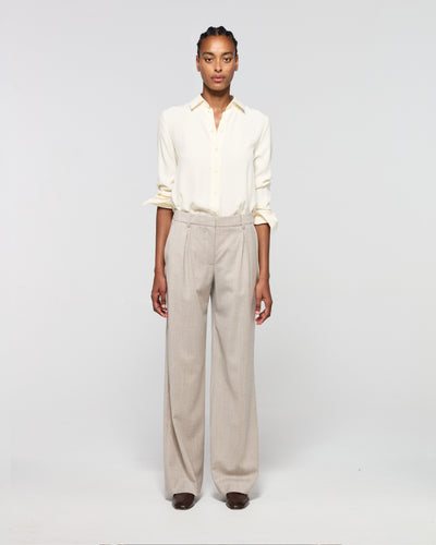 Wool Cashmere Inverted Pleat Trouser - Beige SERENA BUTE
