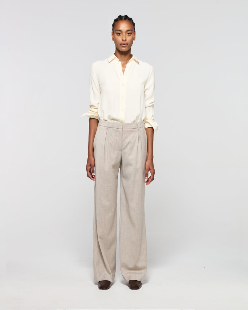 Wool Cashmere Inverted Pleat Trouser - Beige picture #2