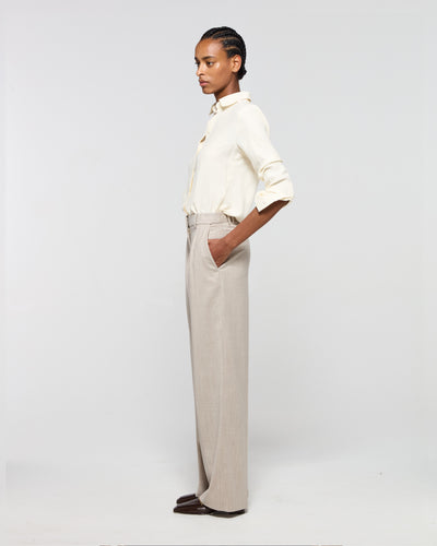 Wool Cashmere Inverted Pleat Trouser - Beige SERENA BUTE