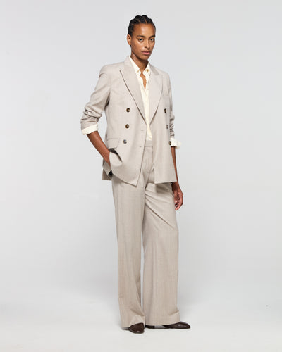 Wool Cashmere Inverted Pleat Trouser - Beige SERENA BUTE