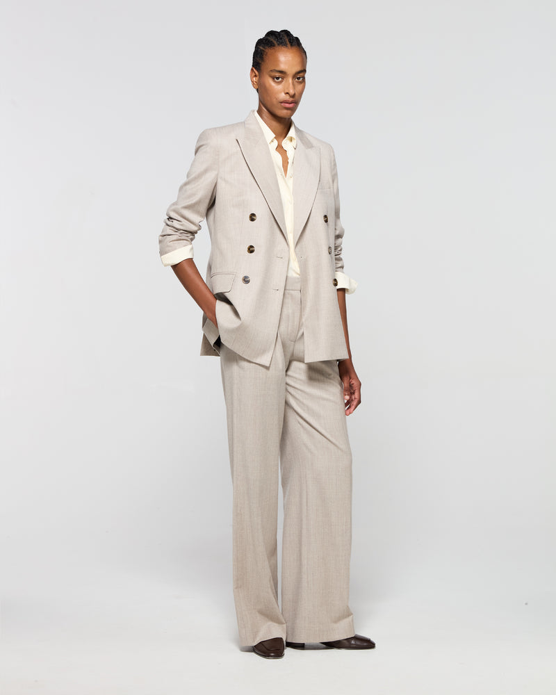 Wool Cashmere Inverted Pleat Trouser - Beige SERENA BUTE