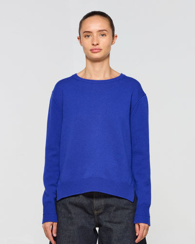 Wool Cashmere Round Neck Jumper - Cobalt Blue SERENA BUTE