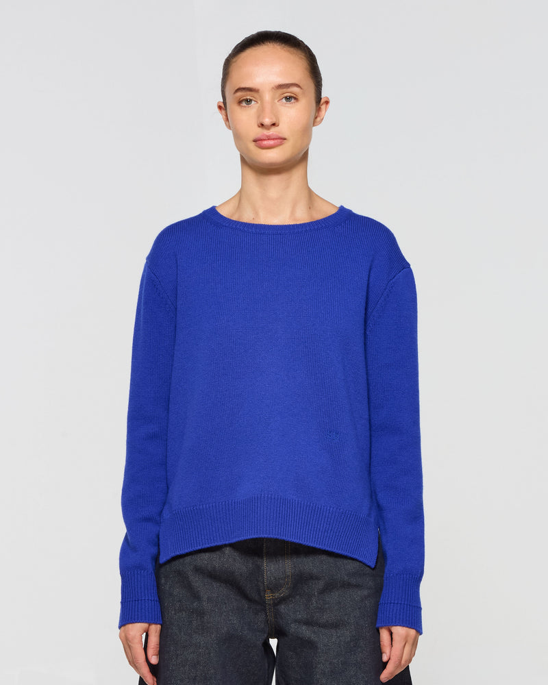 Wool Cashmere Round Neck Jumper - Cobalt Blue picture #2