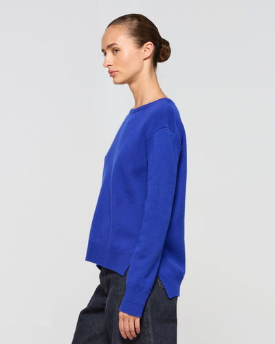 Wool Cashmere Round Neck Jumper - Cobalt Blue SERENA BUTE