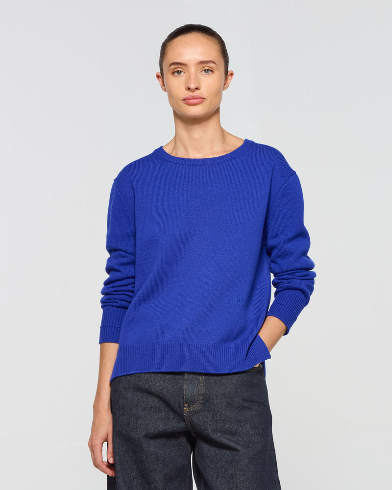 Wool Cashmere Round Neck Jumper - Cobalt Blue picture #4